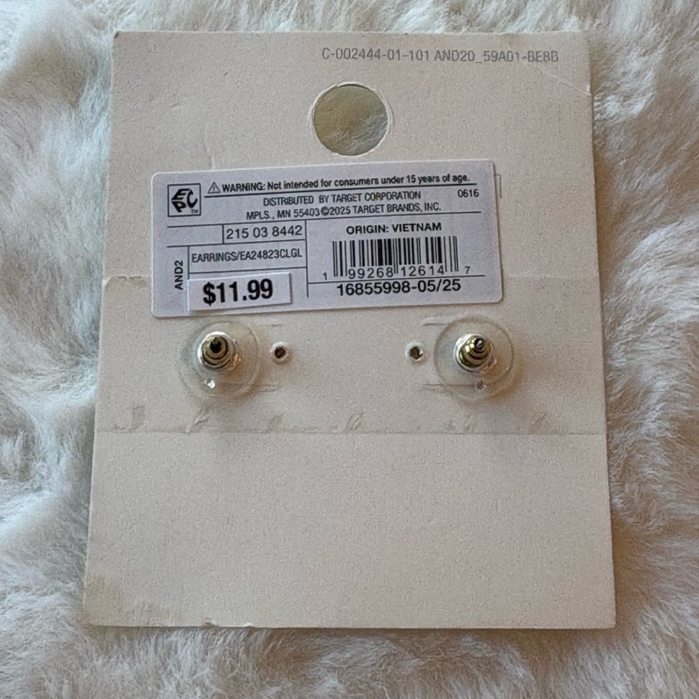 A New Day Gold Rhinestone Rectangle Stud Earrings NWT Nickel Free - Picture 6 of 6